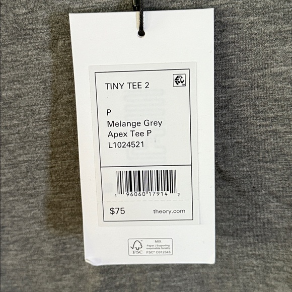 Theory Gray Short Sleeve Women's Tee in size P. Made with 100% Cotton. New!! - Picture 2 of 6
